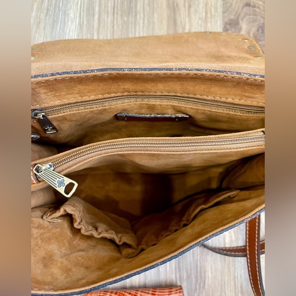 Patricia Nash Simona Wavy Stripe Leather Satchel w/matching Reiti Wallet EUC - Picture 6 of 10